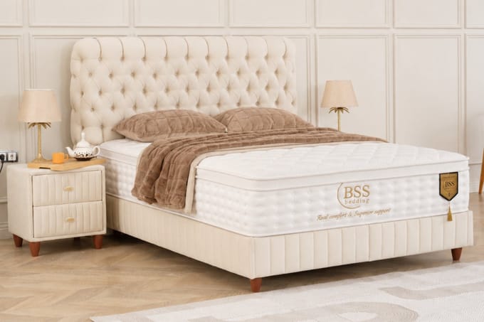 BSS Bedding Fluffy Sydney - Boxspring - Boxspring met Opbergruimte - Inclusief Dekbed - 140x200 - Beige
