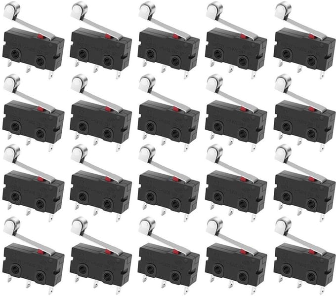 Allecto - Micro-schakelaars - 20 stuks - Momentane scharnier - 3 Pin - Eindschakelaar - Geschikt voor diverse apparaten - T331