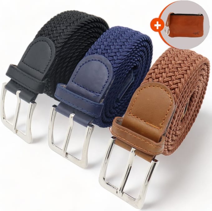 Safekeepers Elastische Riem Zonder Gaatjes - Stretch Riem Dames & Heren - 3 Stuks