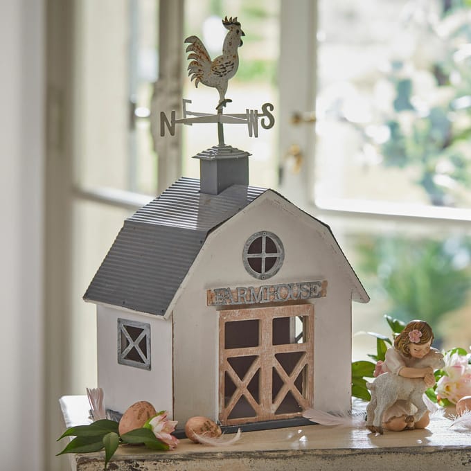 LOBERON Decoratief huisje Beaujeau antiekwit