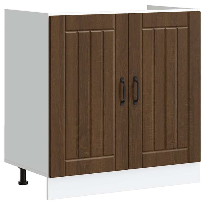 vidaXL - Spoelbakonderkast - Lucca - bewerkt - hout - bruin - eikenkleur