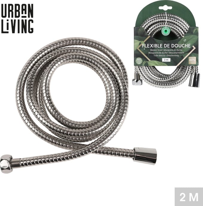 Urban Living Badkamer flexibele doucheslang - rvs metaal - zilver - 200 cm