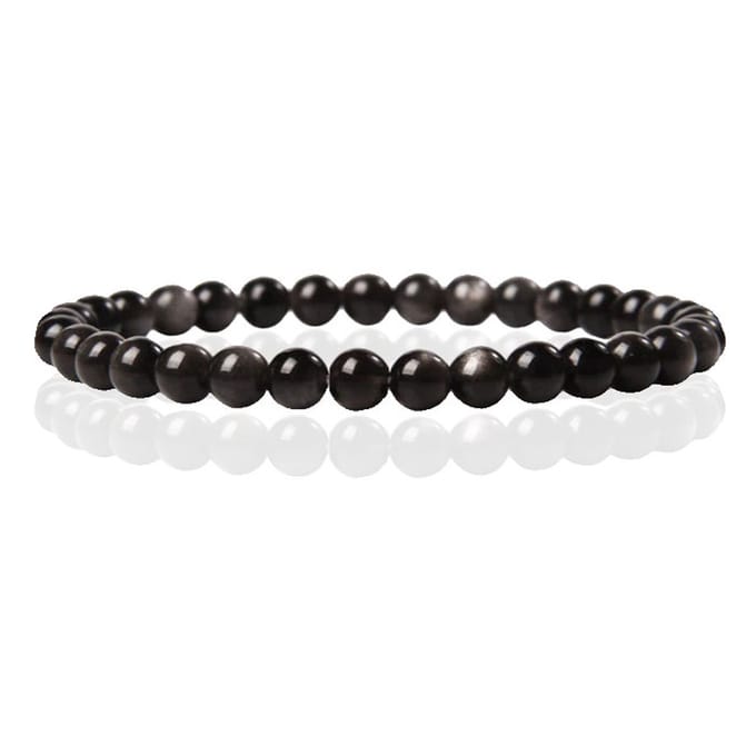 6mm Memphis Natuursteen Armband - Silver Obsidian