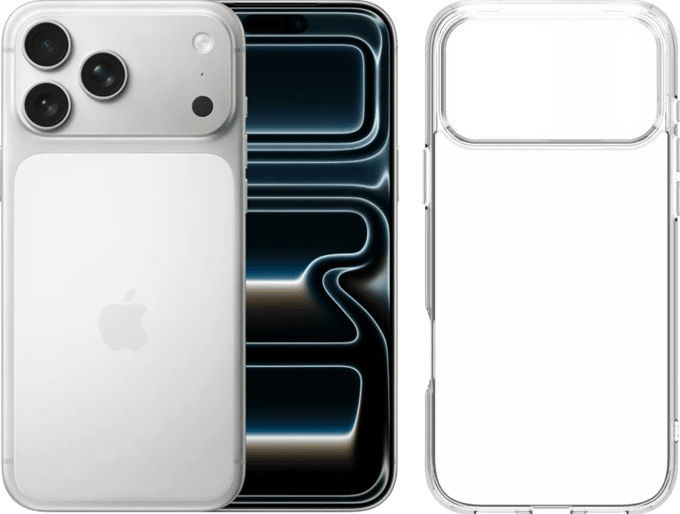 Apple iPhone 17 Pro Max 256GB Zilver + BlueBuilt Protective Back Cover Transparant