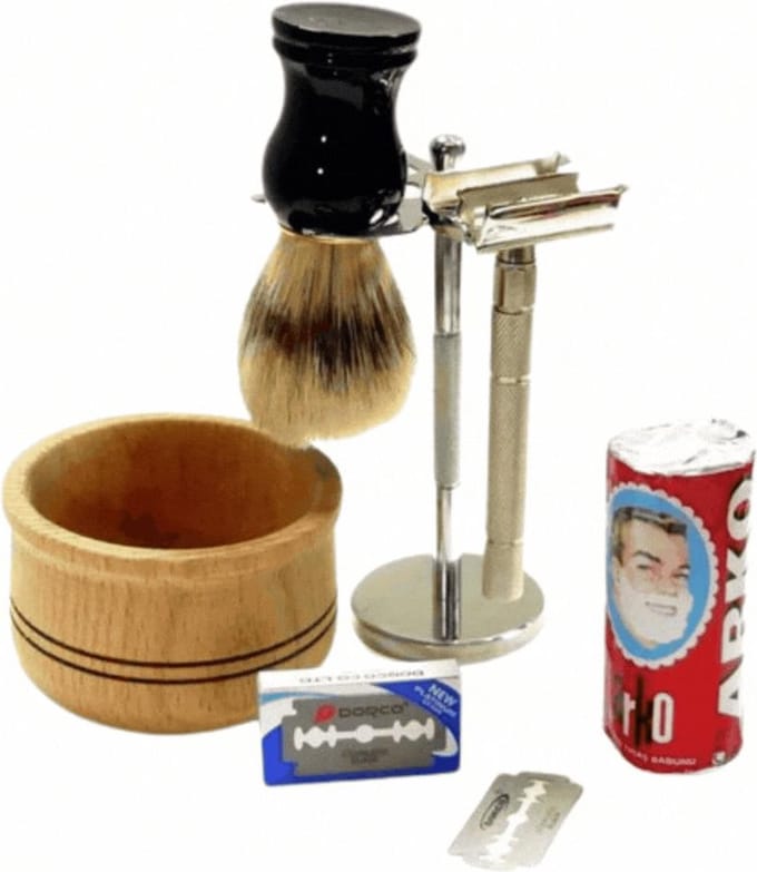 Scheerset - 6-in-1 - Baardverzorging Scheerset - Scheerkwast - Zwart