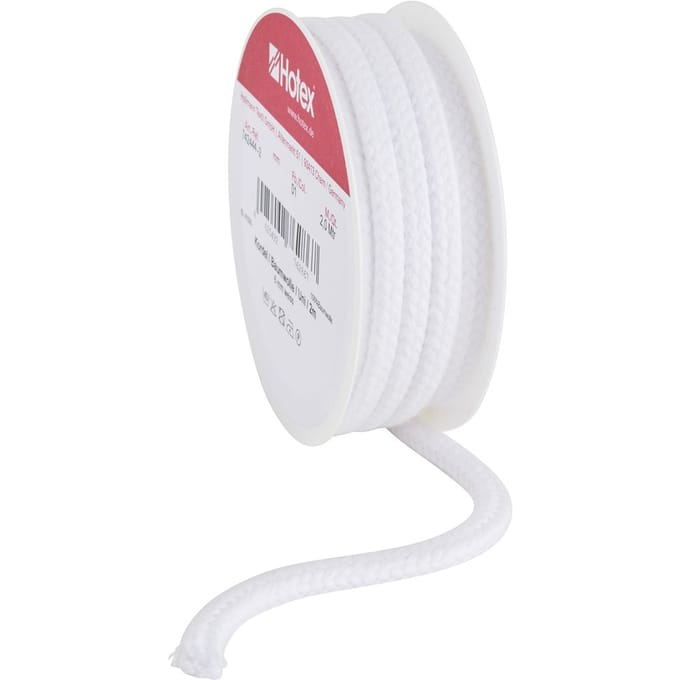 Katoenen koord, 6 mm - Wit