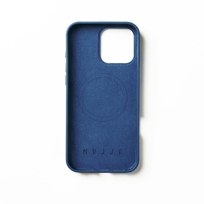 Mujjo - Full Leather Mag Case geschikt voor iPhone 16 Pro Max Hoesje - monaco blue