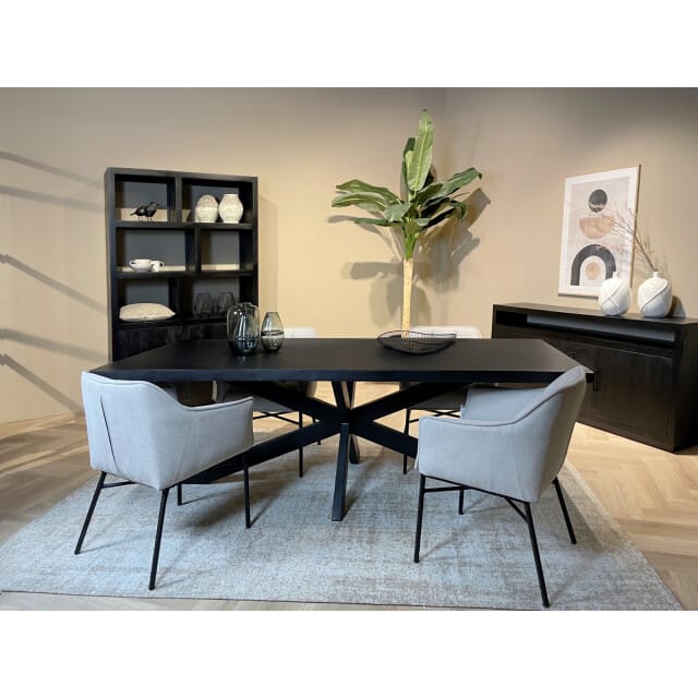 Livingfurn - e Zwart Eetkamertafel - - Mango Hout - 180 cm