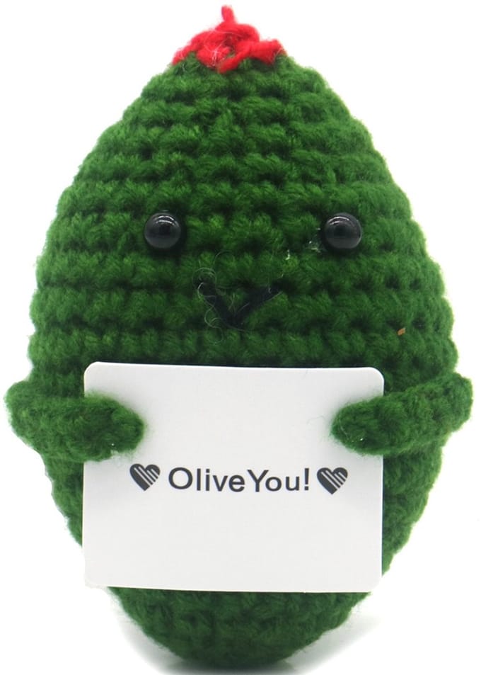 Positive Olive - Gehaakt poppetje - Positieve cadeautjes - 9cm