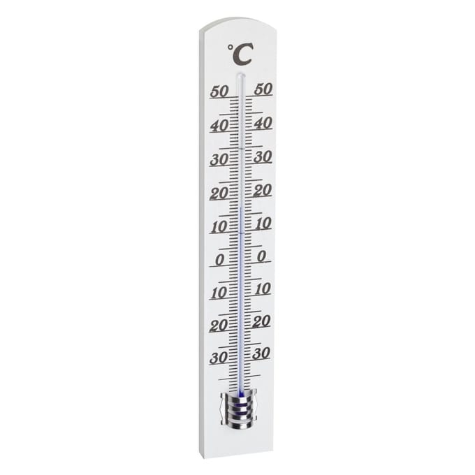 TFA Binnen Thermometer - analoog - berkenhout - wit - 18 x 3 cm