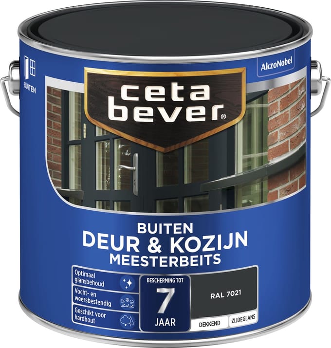 Cetabever Buitenbeits Dekkend Meesterbeits Deur & Kozijn - Ral 7021 - Zijdeglans - 2,5l