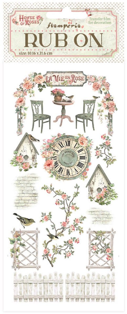 Stamperia - House of Roses Rub-On 4x8,5 Inch Elements (DFLRB153)