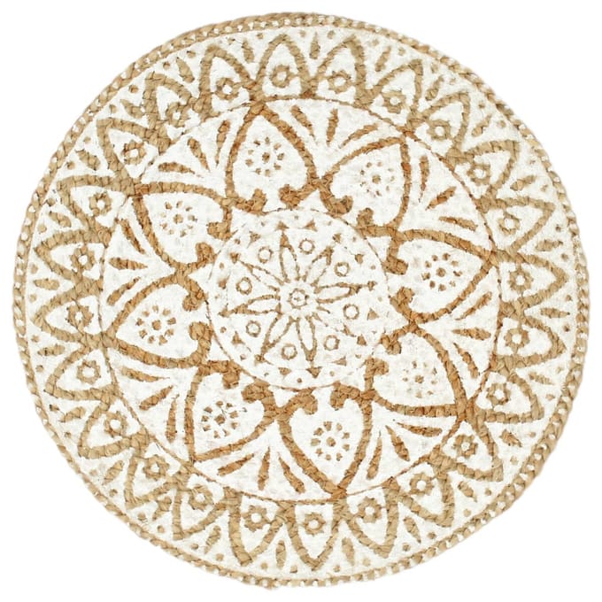 vidaXL Placemats 4 st rond 38 cm jute wit