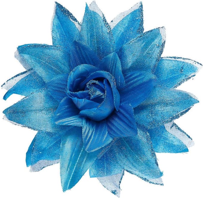 Azuren bloemen haarclip met glitters