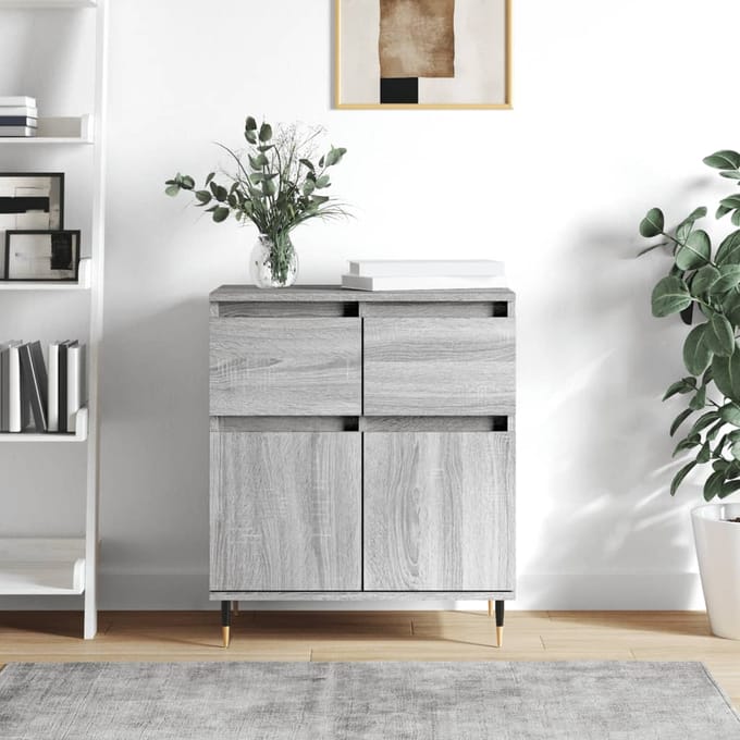 vidaXL - Dressoir - 60x35x70 - cm - bewerkt - hout - grijs - sonoma - eikenkleurig