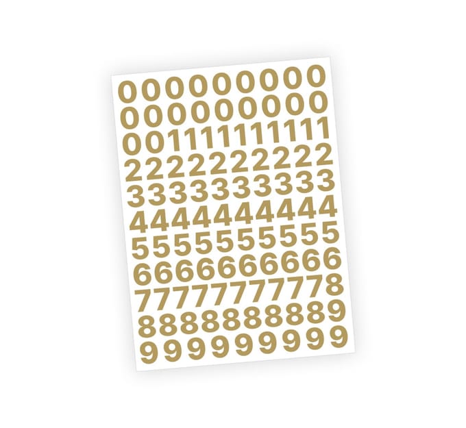Stickey Cijfer stickers - Plaknummers Metallic Goud 2cm - Voor binnen en buiten - Glans