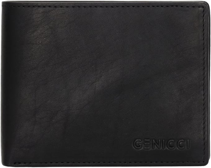 Genicci Portemonnee / Portefeuille Heren - Billfold - Leer - Noble - Zwart