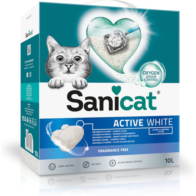 2 x 10 l Sanicat Active White Kattenbakvulling