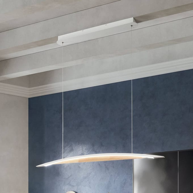 Fabas Luce Cordoba hanglamp, lengte 110 cm, metaal/hout, dimbaar