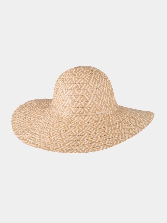 Belle - Toyo flaphoed met brede rand - Beige