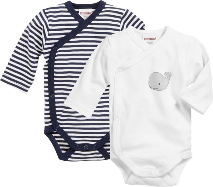 Schnizler Romper Walvis Lange Mouw Navy/wit 2 Stuks Mt 50