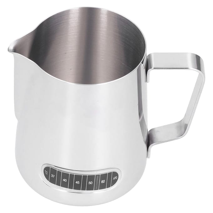 Pichet à mousser le lait en acier inoxydable de 600 ml avec thermomètre autocollant gray