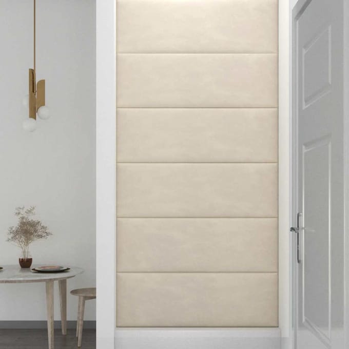 vidaXL - Wand - Hoofdbord - 12 - st - Crèmekleurig - Fluweel