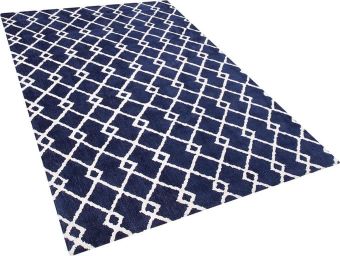 SERRES - Laagpolig vloerkleed - Marineblauw - 140 x 200 cm - Polyester
