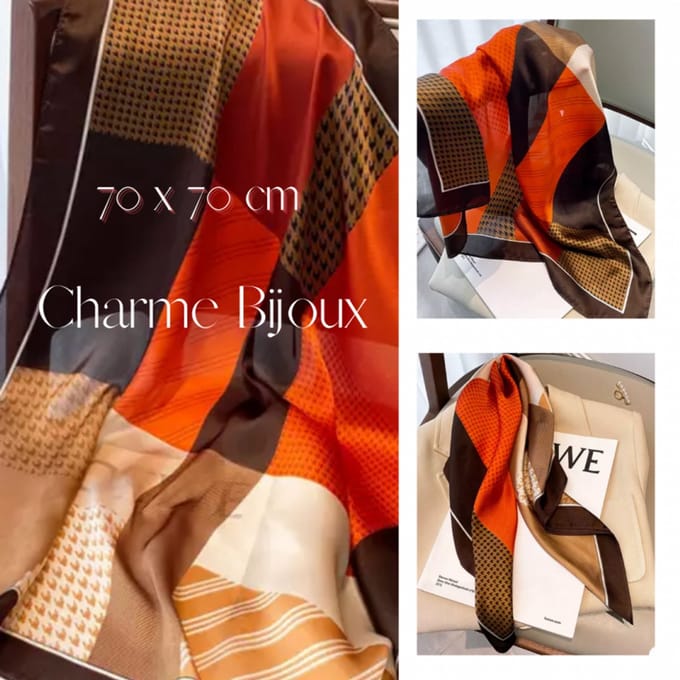 Sjaal-Autum-Bruin70 x70 cm - Charme Bijoux
