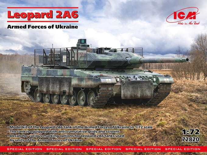 ICM Modelbouwpakket Militaire voertuigen - 72820 Leopard 2A6 Tank - Strijdkrachten van Oekraïne Plastic - 1:72 - Modelbouw