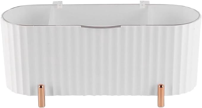 EGoods - Make-up opbergcontainers met 3 compartimenten en deksel, wattenstaafjeshouder