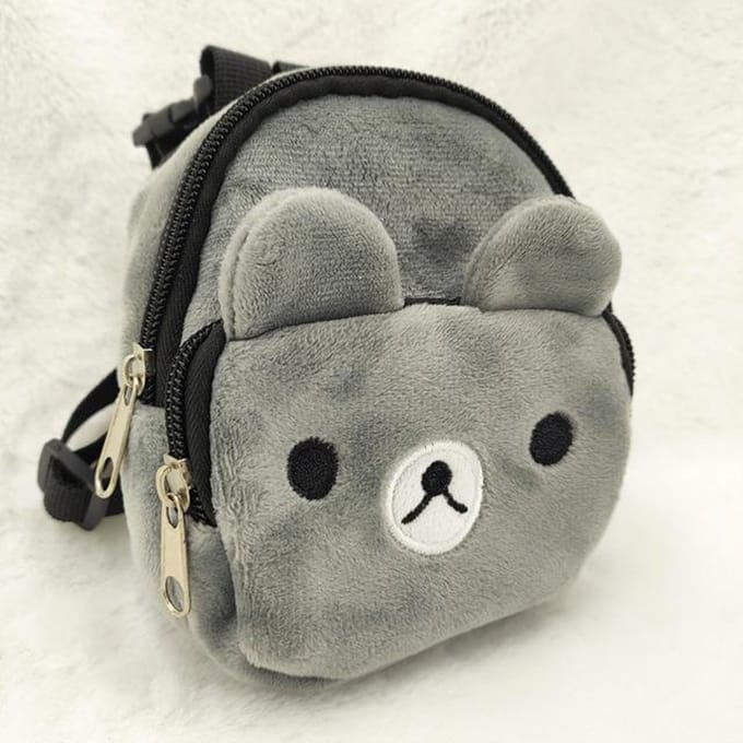 Sac à dos en nylon mignon pour petits et moyens chiens, pratique, portable, grande capacité, pour collations gris