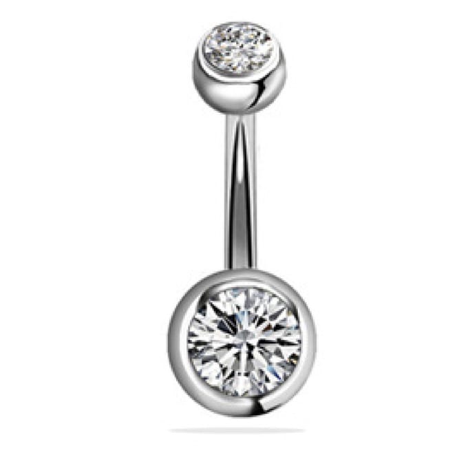 Navel Piercing - Zilver Met Steentjes