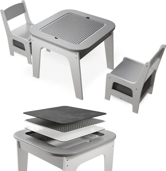 Kinderzitgroep Milou - Met 2 stoelen en 1 tafel - Grijs