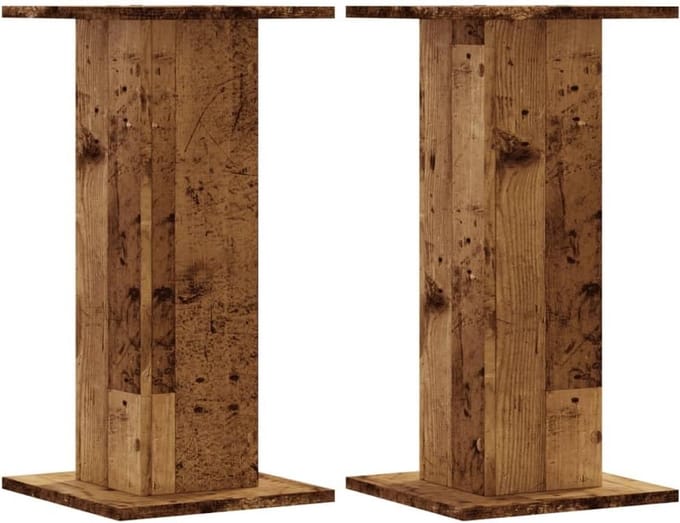 Set van 2 Houten Luidsprekerstandaards Eiken Afwerking voor Moderne Woonkamer