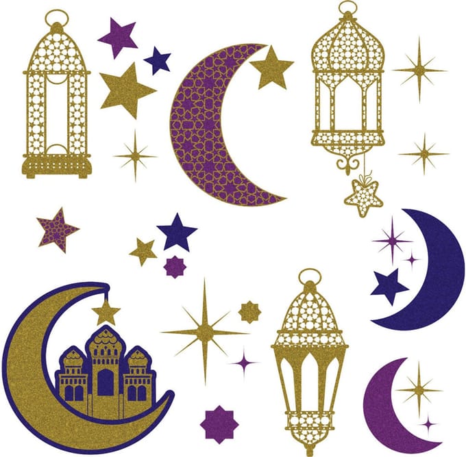 New Moon Eid Mubarak raamstickers