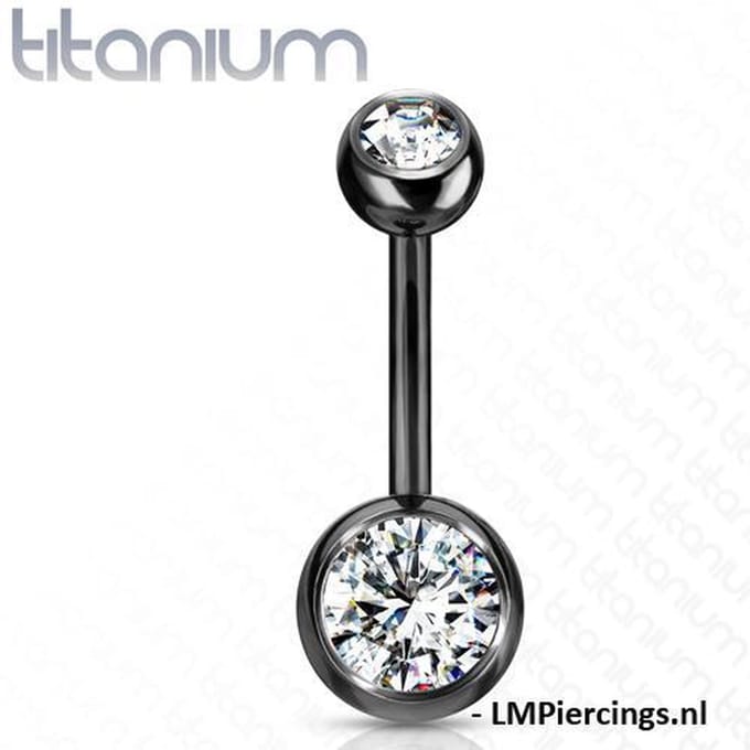 Piercing titanium steen 1.6x10x8 - zwart - LMPiercings
