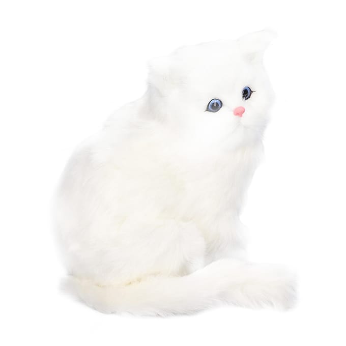 Simulatie Kat Wit Schattig Aantrekkelijk Pluche Nep Kat Speelgoed met 84mAh Batterij voor Speelgoed Cadeau Decoraties white