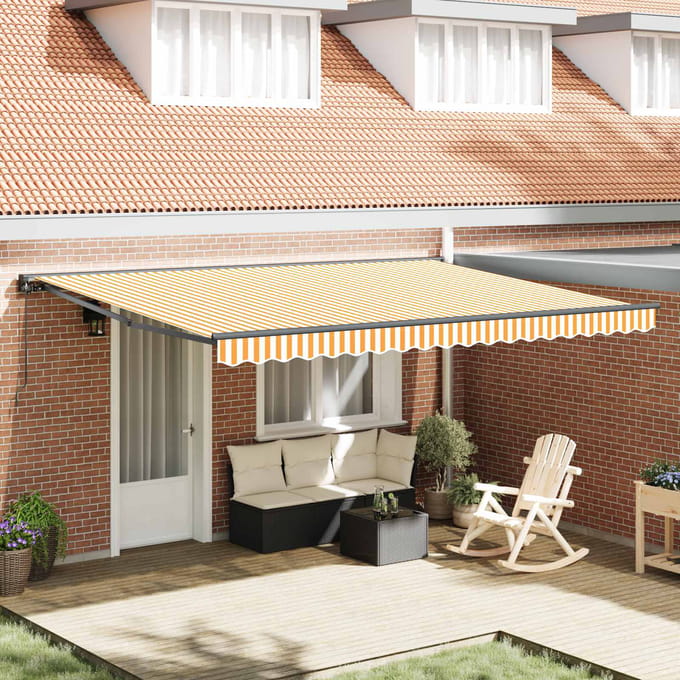 vidaXL Zijde Frame Geel en Wit 450 × 300 cm Polyester met PU-coating