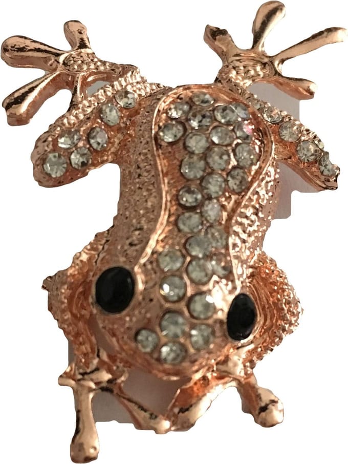 Petra's Sieradenwereld - Broche kikker rosekleurig (124)