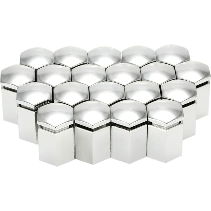 Set van 20 stuks 17 mm autowielmoerboutkappen kunststof doppen voor Vauxhall zilver