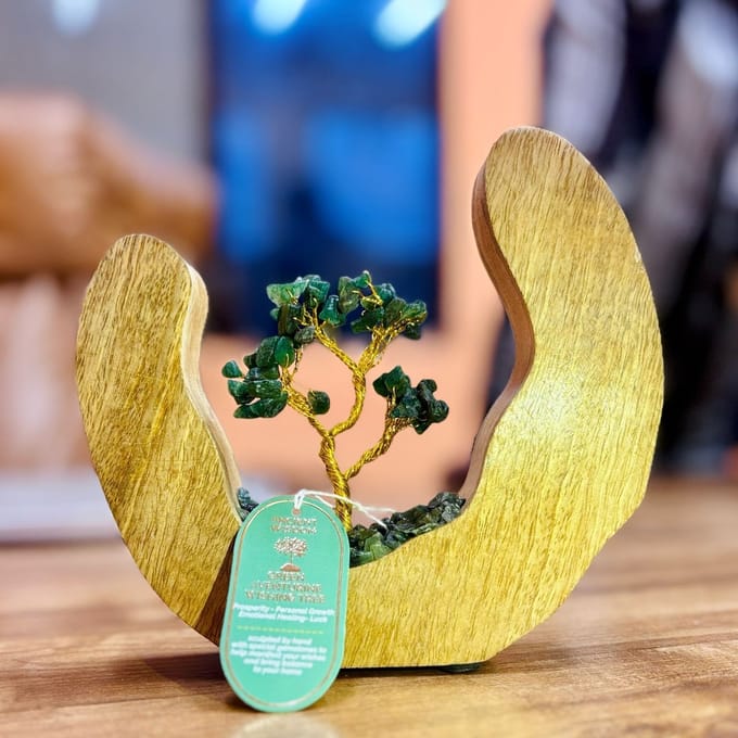 Edelsteenboom – Open Mangohouten Ring – Groene Aventurijn – 60 Stenen