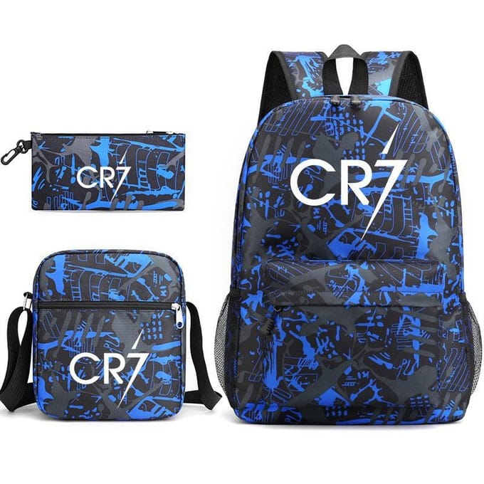 Grote schooltas met schouderband; studenten etui set van drie delen Cristiano ronaldo backpack