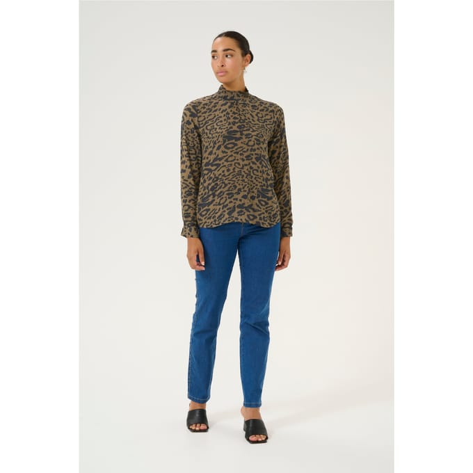 Blouse met lange mouwen Regular fit Major Brown/Black Leopard
