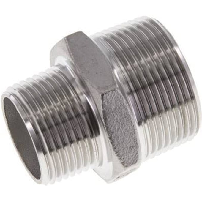 1'' NPT x 1 1/4'' NPT RVS Borstnippel 16 Bar
