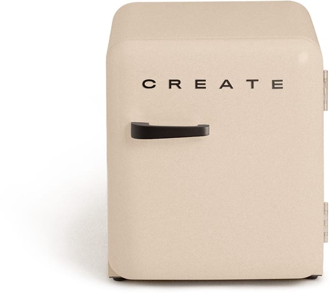 CREATE - Koelkast in retrostijl - Zand - Handvat Zwart - FRIDGE RETRO 48L