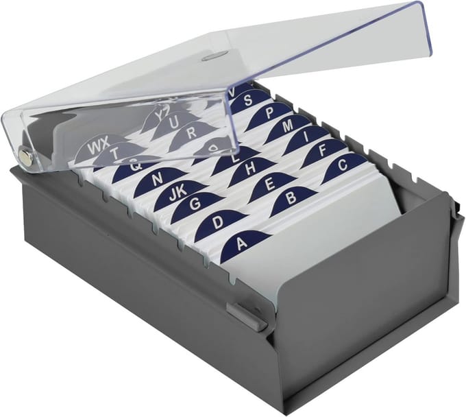Kaart File Houder Organisator voor 3x5 Indexkaarten met Stevige Basis en Transparant Deksel