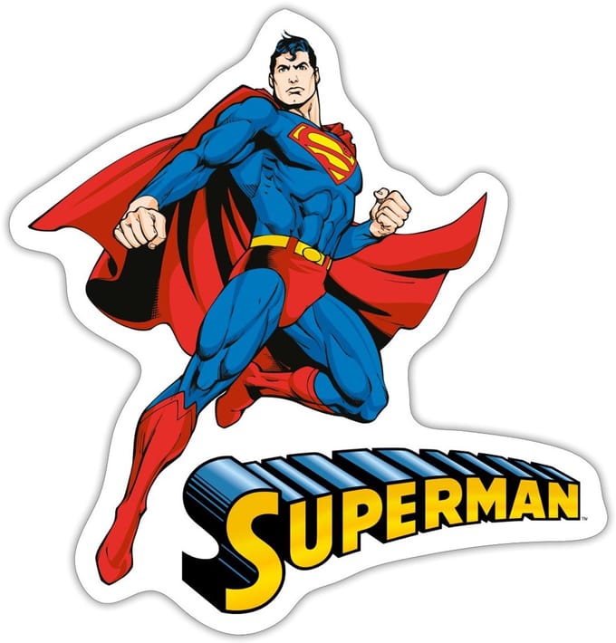 Superman Super Held Pose Sticker maat S (10 x 10 cm)