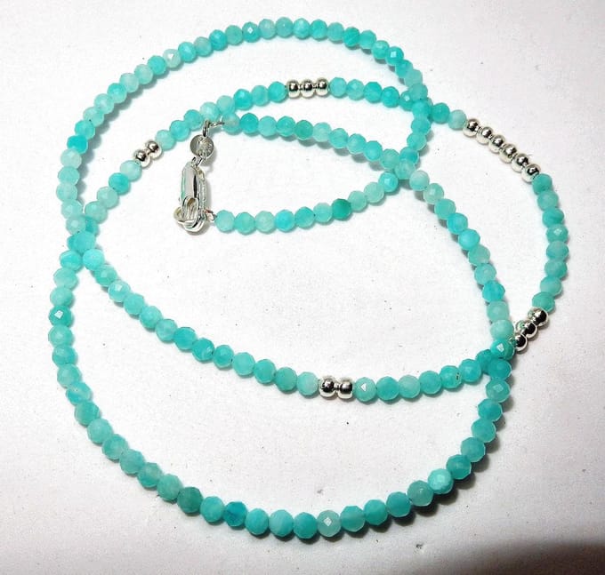 Natuurlijk Amazoniet Collier wit verguld
