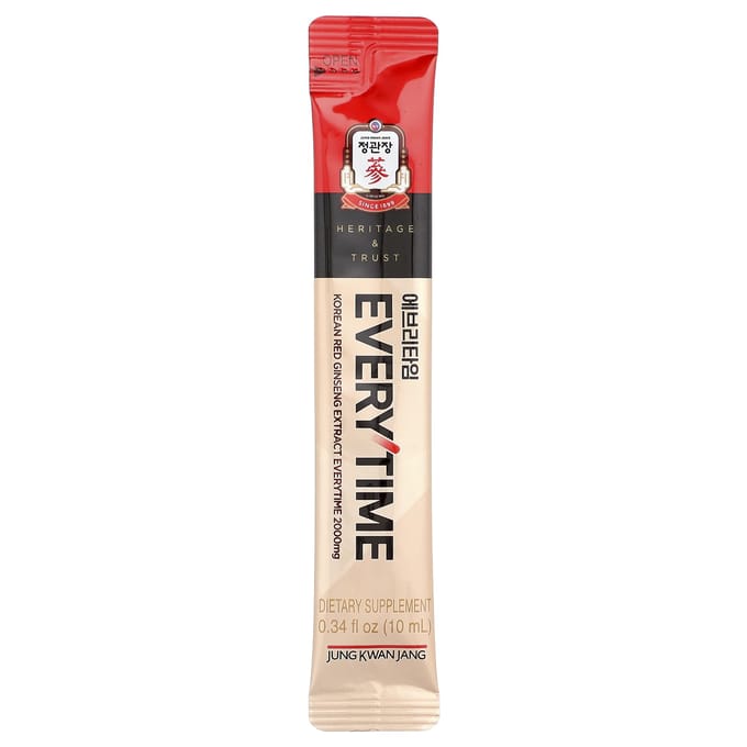 Extrait de Ginseng Rouge Coréen, Everytime, 30 Unités, 10 mL (0,34 once liquide) Chaque